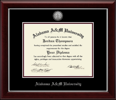 Alabama A&M University diploma frame - Silver Engraved Medallion Diploma Frame in Gallery Silver