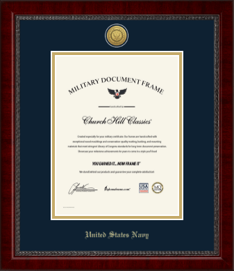 United States Navy certificate frame - Gold Engraved Medallion Certificate Frame in Sutton
