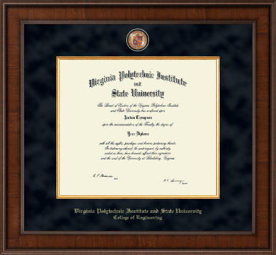 Virginia Tech diploma frame - Presidential Masterpiece Diploma Frame in Madison