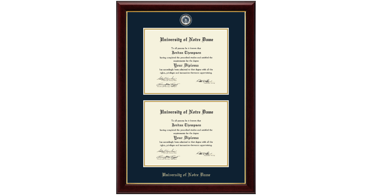 Masterpiece Medallion Double Diploma Frame in Gallery University of