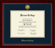 Hiram College Gold Engraved Medallion Diploma Frame in Sutton