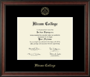 Hiram College Gold Embossed Diploma Frame in Studio