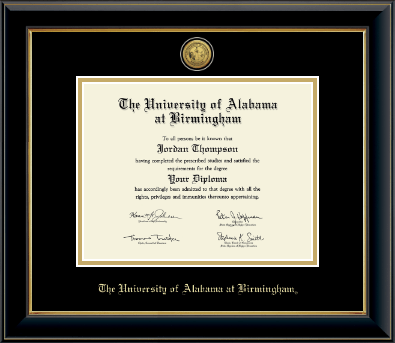 The University of Alabama at Birmingham diploma frame - Gold Engraved Medallion Diploma Frame in Onyx Gold