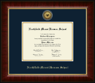Northfield Mount Hermon School diploma frame - Gold Engraved Medallion Diploma Frame in Murano
