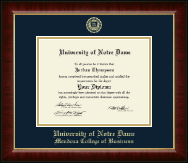 University of Notre Dame Gold Embossed Diploma Frame in Murano