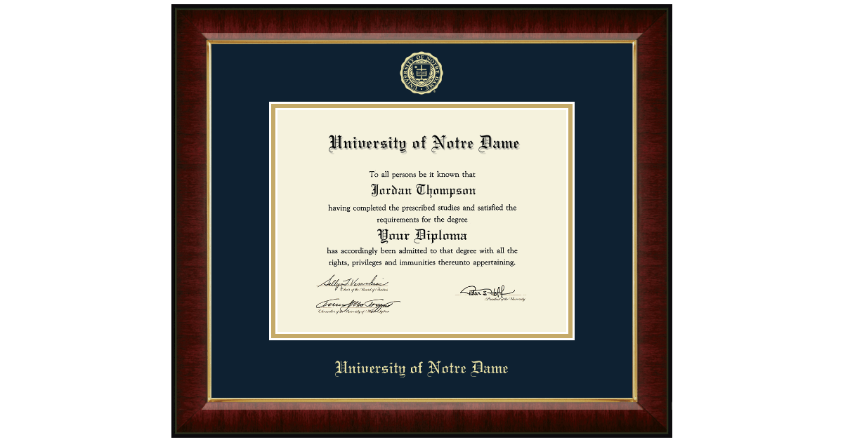 Notre Dame Diploma Frame
