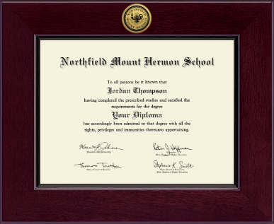 Northfield Mount Hermon School diploma frame - Century Gold Engraved Diploma Frame in Cordova