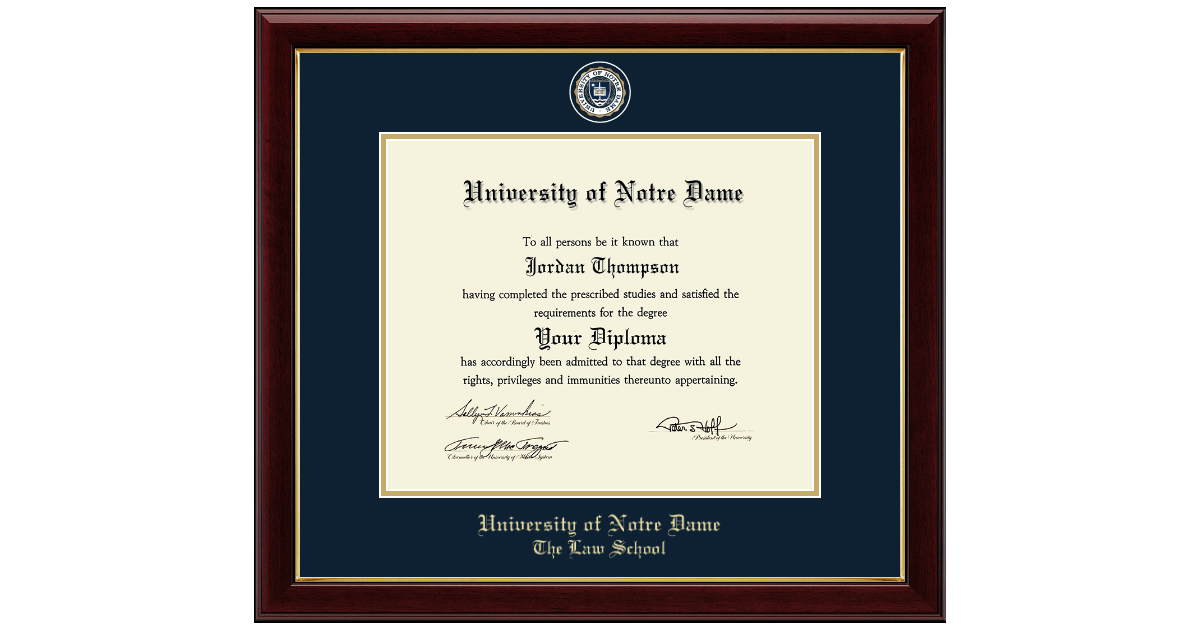 Masterpiece Medallion Diploma Frame in Gallery University of Notre Dame