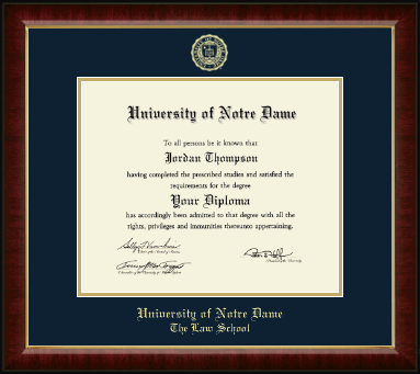 University of Notre Dame diploma frame - Gold Embossed Diploma Frame in Murano