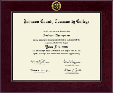 Johnson County Community College diploma frame - Century Gold Engraved Diploma Frame in Cordova