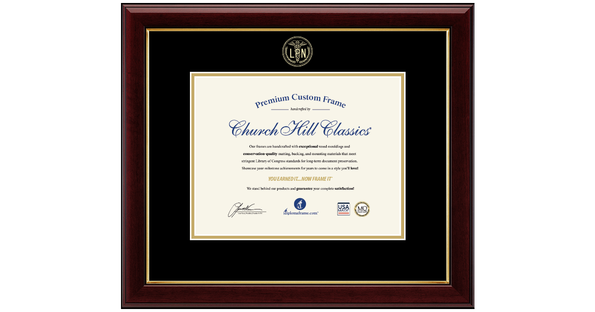 Embossed Licensed Practical Nurse Certificate Frame in Gallery Licensed
