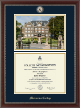 Moravian College diploma frame - Campus Scene Masterpiece Diploma Frame in Chateau