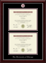 University of Chicago Masterpiece Medallion Double Diploma Frame in Gallery Silver