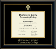 Montgomery County Community College Gold Embossed Diploma Frame in Onyx Gold