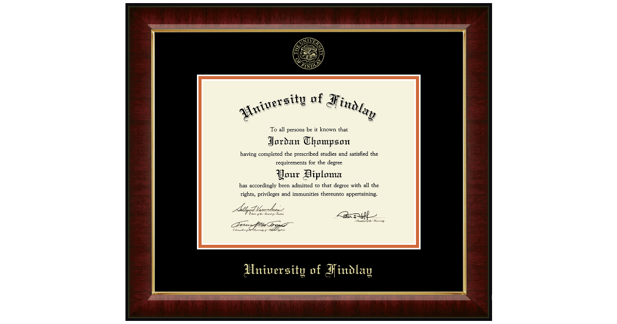 Gold Embossed Diploma Frame in Murano The University of Findlay Item