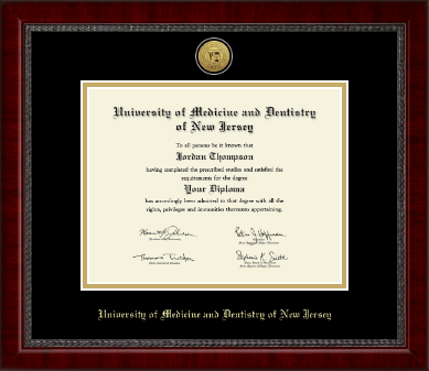 University of Medicine and Dentistry of New Jersey diploma frame - Gold Engraved Medallion Diploma Frame in Sutton