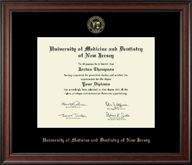 University of Medicine and Dentistry of New Jersey diploma frame - Gold Embossed Diploma Frame in Studio