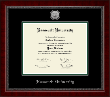 Roosevelt University diploma frame - Silver Engraved Medallion Diploma Frame in Sutton