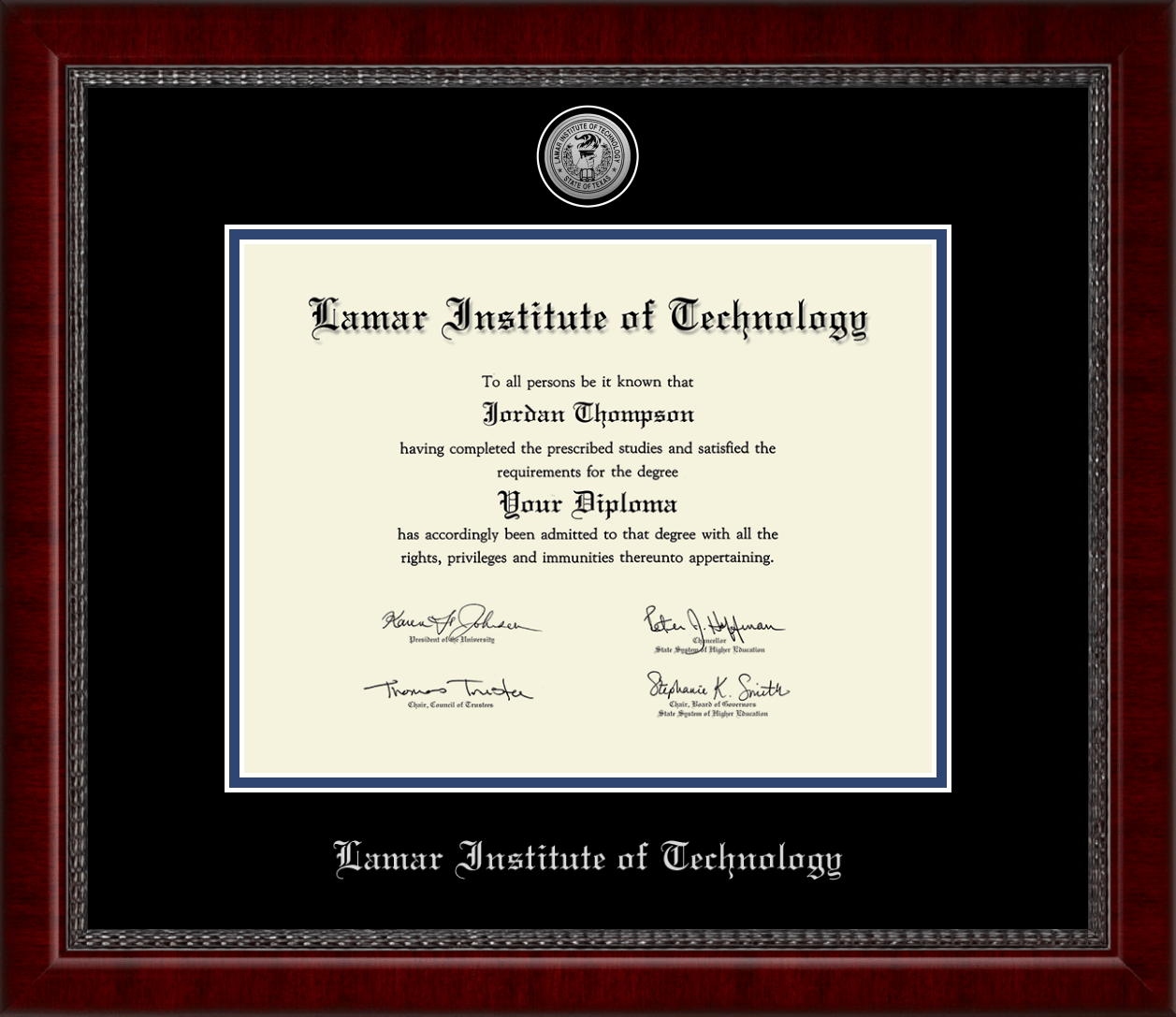 Lamar Institute of Technology Silver Engraved Medallion Diploma Frame in Sutton Item 316727