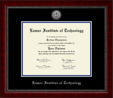 Lamar Institute of Technology diploma frame - Silver Engraved Medallion Diploma Frame in Sutton