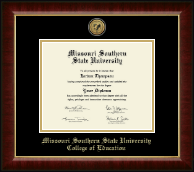 Missouri Southern State University Gold Engraved Medallion Diploma Frame in Murano