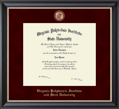 Virginia Tech diploma frame - Regal Edition Diploma Frame in Noir