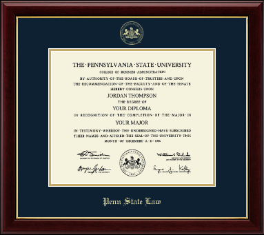 Pennsylvania State University diploma frame - Gold Embossed Diploma Frame in Gallery