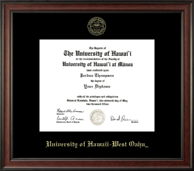University of Hawaii West Oahu diploma frame - Gold Embossed Diploma Frame in Studio