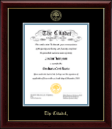 The Citadel The Military College of South Carolina certificate frame - Gold Embossed Certificate Frame in Gallery