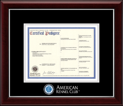 American Kennel Club certificate frame - Masterpiece Medallion Pedigree Frame in Gallery Silver