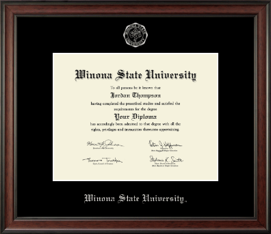 Winona State University diploma frame - Silver Embossed Diploma Frame in Studio