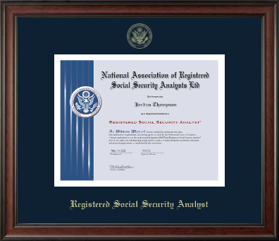 National Association of Registered Social Security Analysts certificate frame - Gold Embossed Certificate Frame in Studio