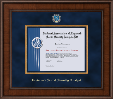 National Association of Registered Social Security Analysts certificate frame - Presidential Masterpiece Certificate Frame in Madison