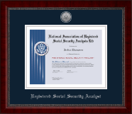 National Association of Registered Social Security Analysts Silver Engraved Medallion Certificate Frame in Sutton