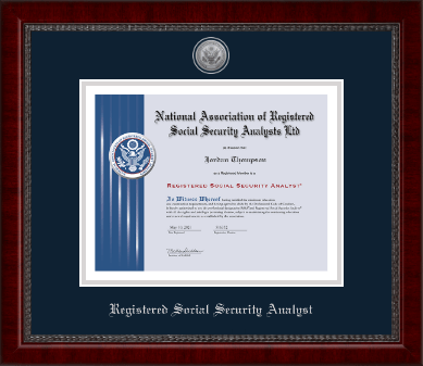 National Association of Registered Social Security Analysts certificate frame - Silver Engraved Medallion Certificate Frame in Sutton