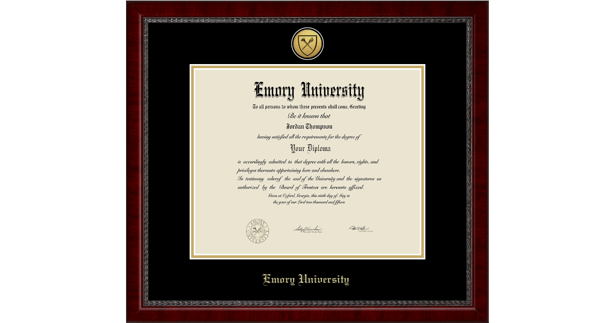 Gold Engraved Medallion Diploma Frame in Sutton Emory University Item