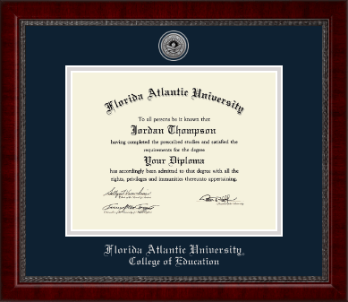 Florida Atlantic University diploma frame - Silver Engraved Medallion Diploma Frame in Sutton