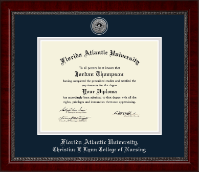 Florida Atlantic University diploma frame - Silver Engraved Medallion Diploma Frame in Sutton