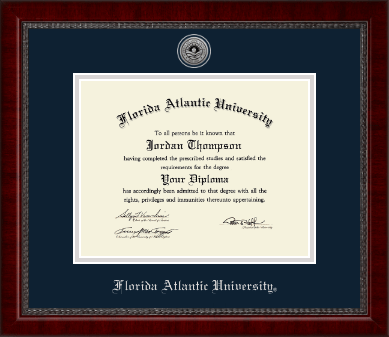 Florida Atlantic University diploma frame - Silver Engraved Medallion Diploma Frame in Sutton