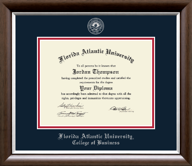 Florida Atlantic University diploma frame - Silver Embossed Diploma Frame in Devonshire