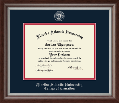 Florida Atlantic University diploma frame - Silver Embossed Diploma Frame in Devonshire