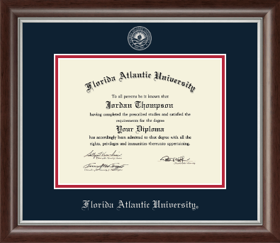 Florida Atlantic University diploma frame - Silver Embossed Diploma Frame in Devonshire