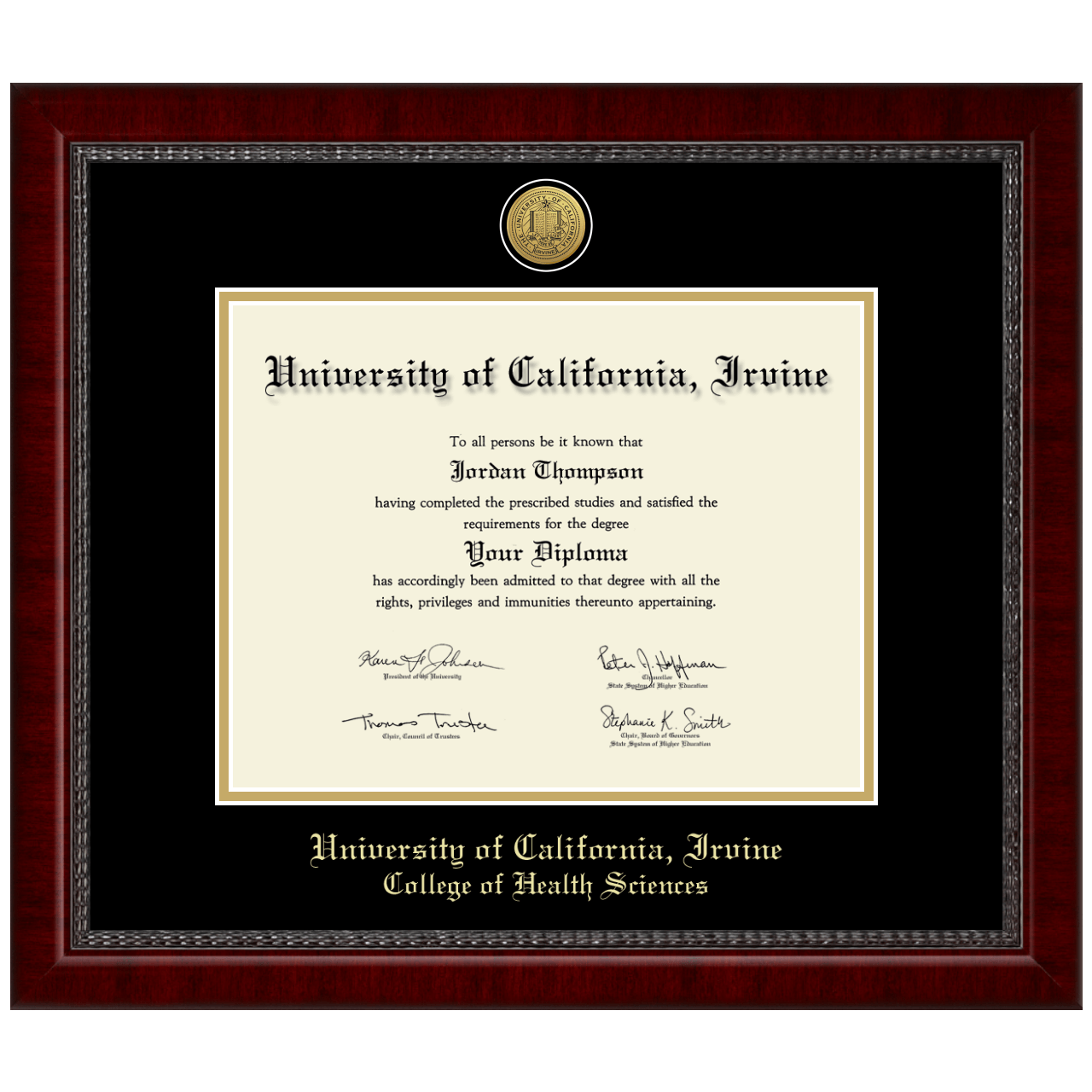 Gold Engraved Medallion Diploma Frame in Sutton University of