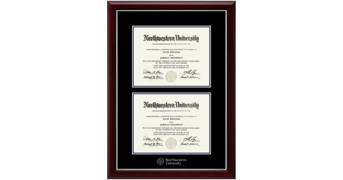 Double Diploma Frame in Gallery Silver Northwestern University Item 318277