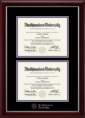 Northwestern University Double Diploma Frame in Gallery Silver
