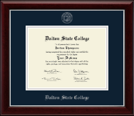 Dalton State College Silver Embossed Diploma Frame in Gallery Silver