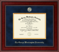Signature Announcements George-Washington-University Undergraduate Sculpted Foil Seal & Name Graduation Diploma Frame 16 x 16 Gold Accent Gloss Mahogany 