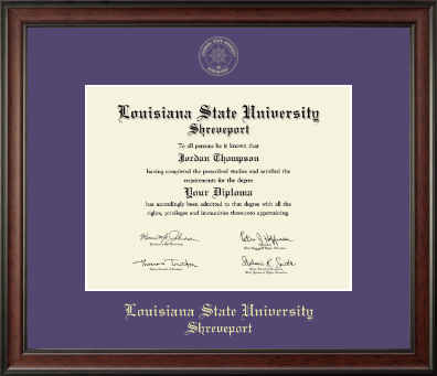 Louisiana State University at Shreveport diploma frame - Gold Embossed Diploma Frame in Studio