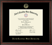 North Carolina State University Gold Embossed Diploma Frame in Studio