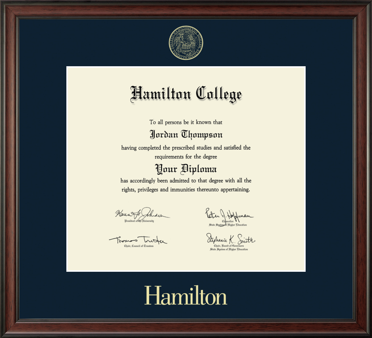 Hamilton College Gold Embossed Diploma Frame in Studio Item 319086